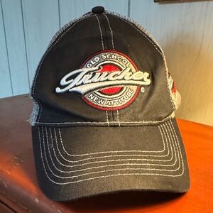 Black Trucker Cap with Red and White Logo
